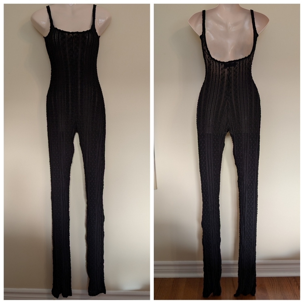 Anouki black sheer bodysuit small